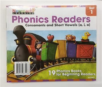 Newmark Phonics Readers Box 1: Consonants & Short Vowels (a, i, o) 19 Books, 1 Activity Guide