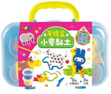 忍者兔手提盒小麥黏土：動物世界【8色小麥黏土、9件工具】