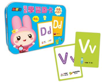 忍者兔認知學習圖卡：字母ABC【40張雙面全彩圖卡+收納鐵盒】