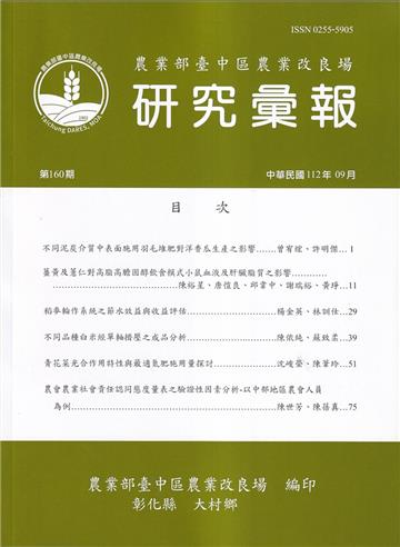 研究彙報160期(112/09)行政院農業委員會臺中區農業改良場