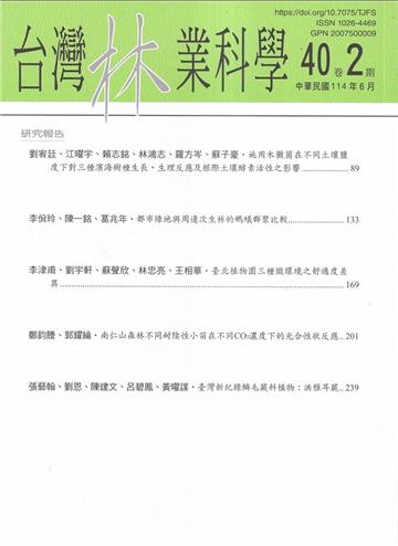 台灣林業科學40卷2期(114.06)